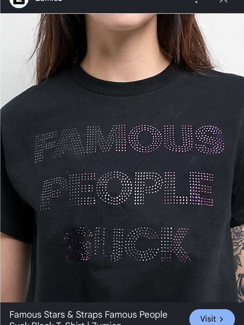 AMO Black Short-Sleeve Tee with Iridescent Stud Graphic